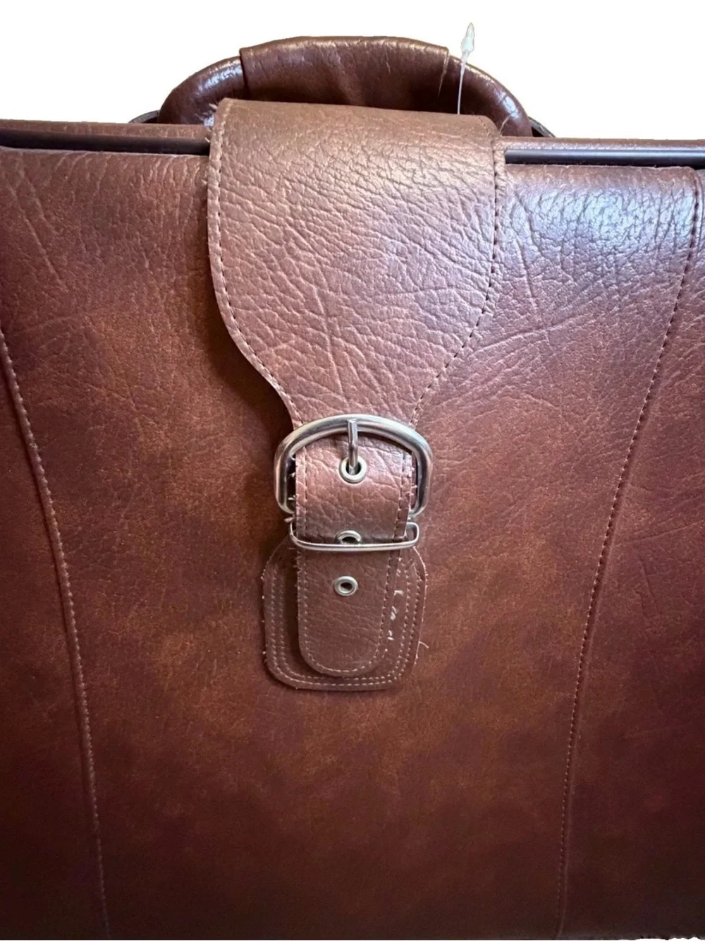 Vintage Brown Leather Suitcase Set 2 Nesting Luggage Keys Clean EUC